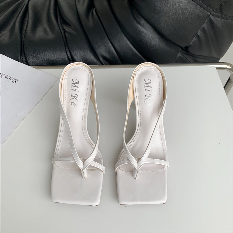 Square Toe Stiletto Flip-Flops Sandals
