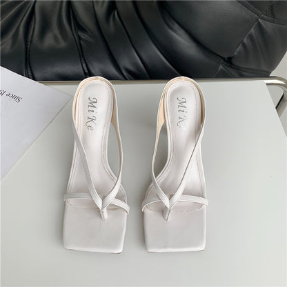 Square Toe Stiletto Flip-Flops Sandals