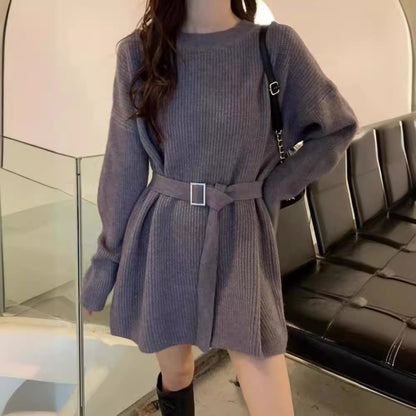 Fashionable Waist-Defined Sweater Dress for Women 2023