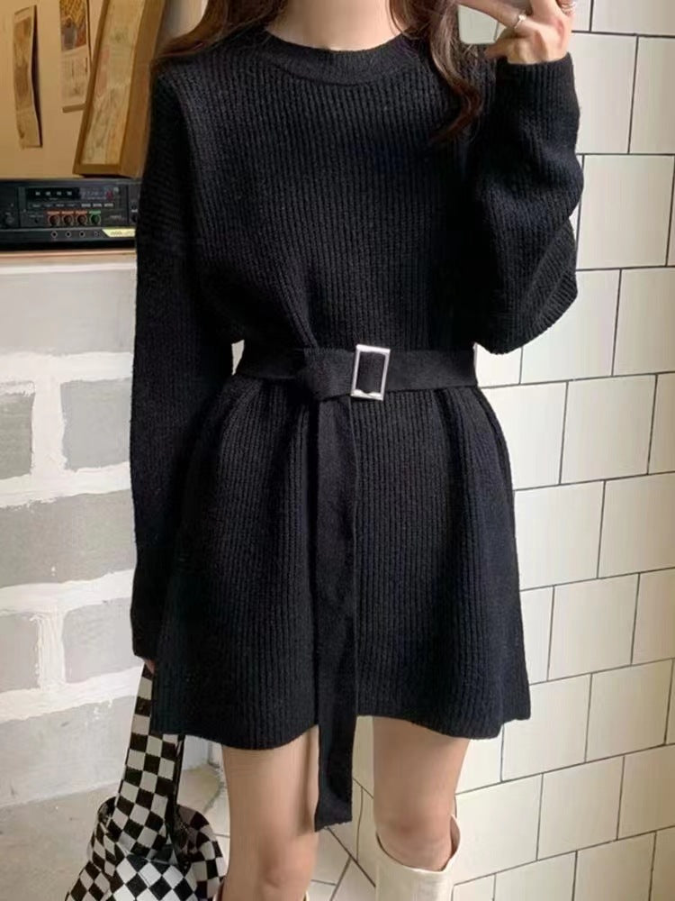 Fashionable Waist-Defined Sweater Dress for Women 2023