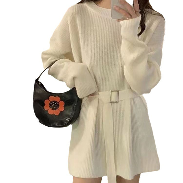 Fashionable Waist-Defined Sweater Dress for Women 2023