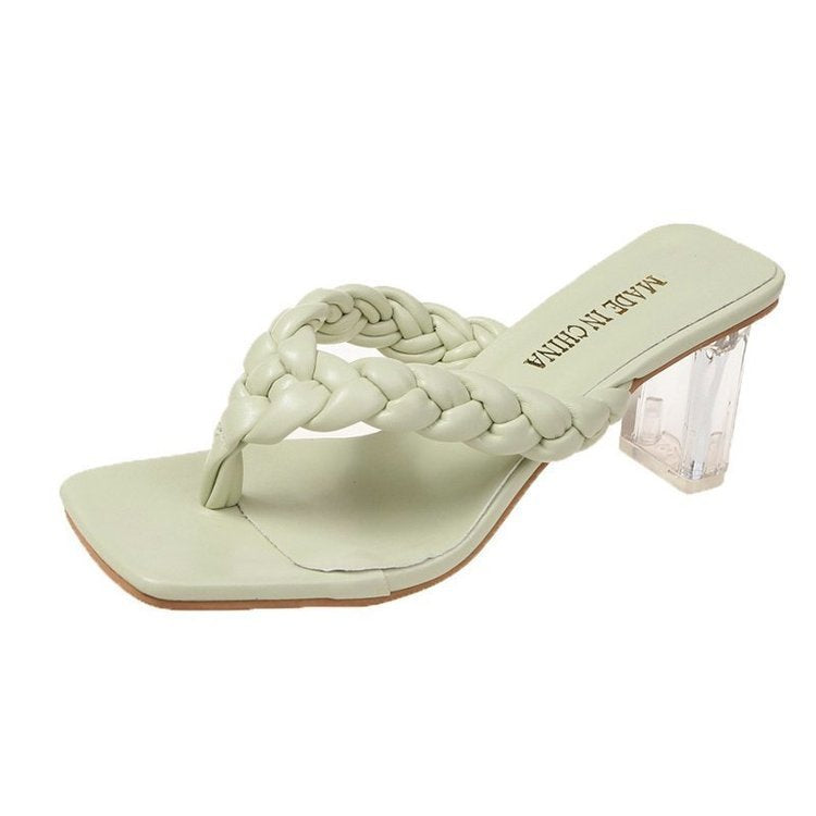 Korean Style  Thick Heel Flip-Flops