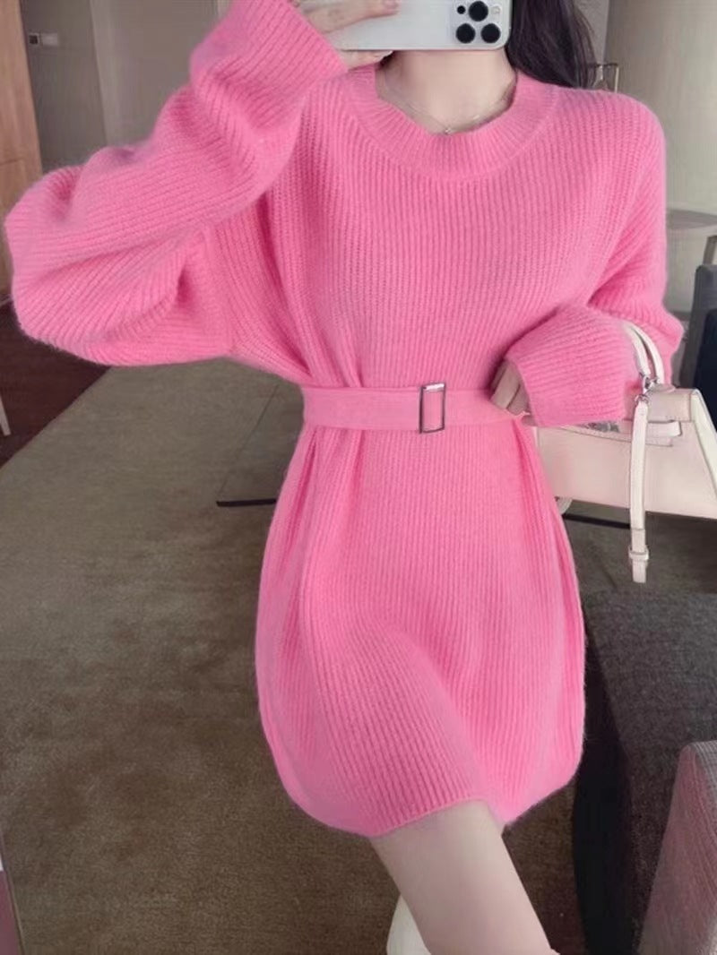 Fashionable Waist-Defined Sweater Dress for Women 2023
