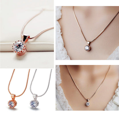 Fashion Korean Women's Jewelry, Rose Gold-Plated Pendant Necklace