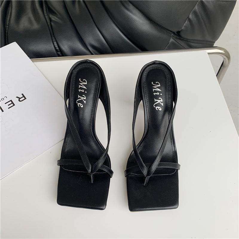 Square Toe Stiletto Flip-Flops Sandals