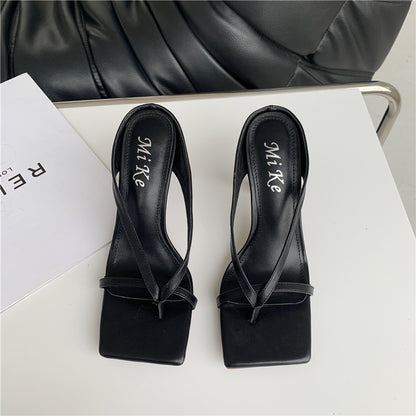 Square Toe Stiletto Flip-Flops Sandals