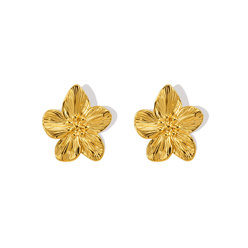 Chic Gold Petal Drop Stud Earrings