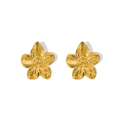 Chic Gold Petal Drop Stud Earrings