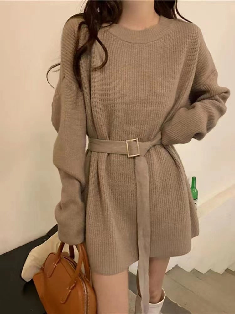 Fashionable Waist-Defined Sweater Dress for Women 2023