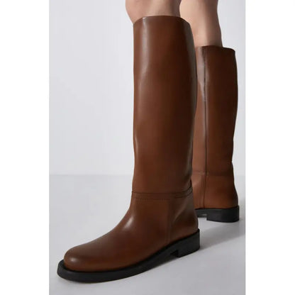 Brown Vintage Cow Leather High Boots
