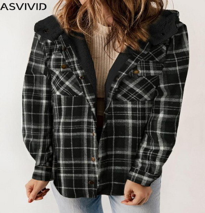 Plaid Hooded Jacket (Single Piece)