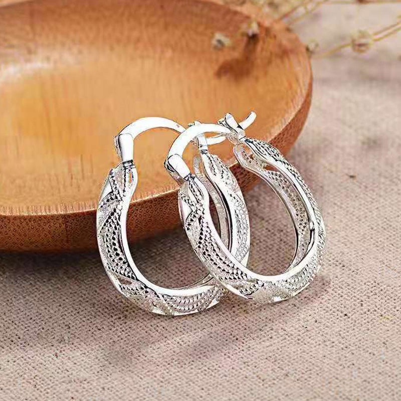 Exaggerated Thick Silver Earrings - Creative Women's Jewelry