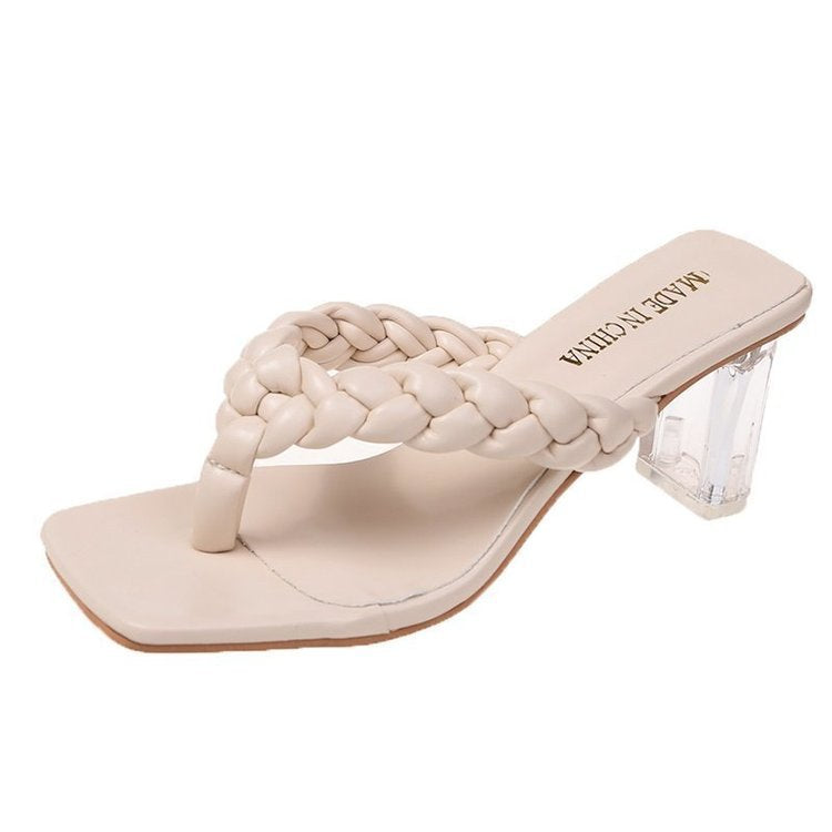 Korean Style  Thick Heel Flip-Flops