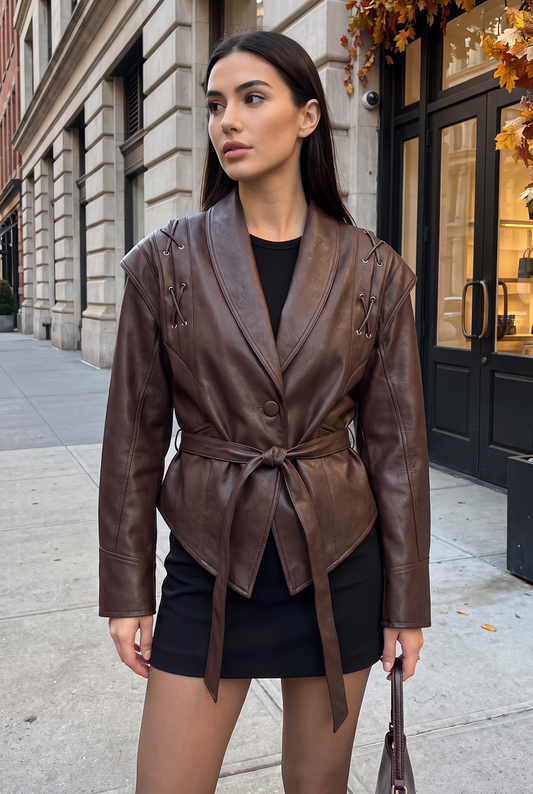 Marlowe Belted Leather Jacket