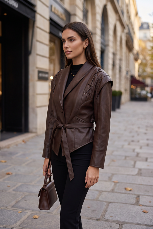 Marlowe Belted Leather Jacket