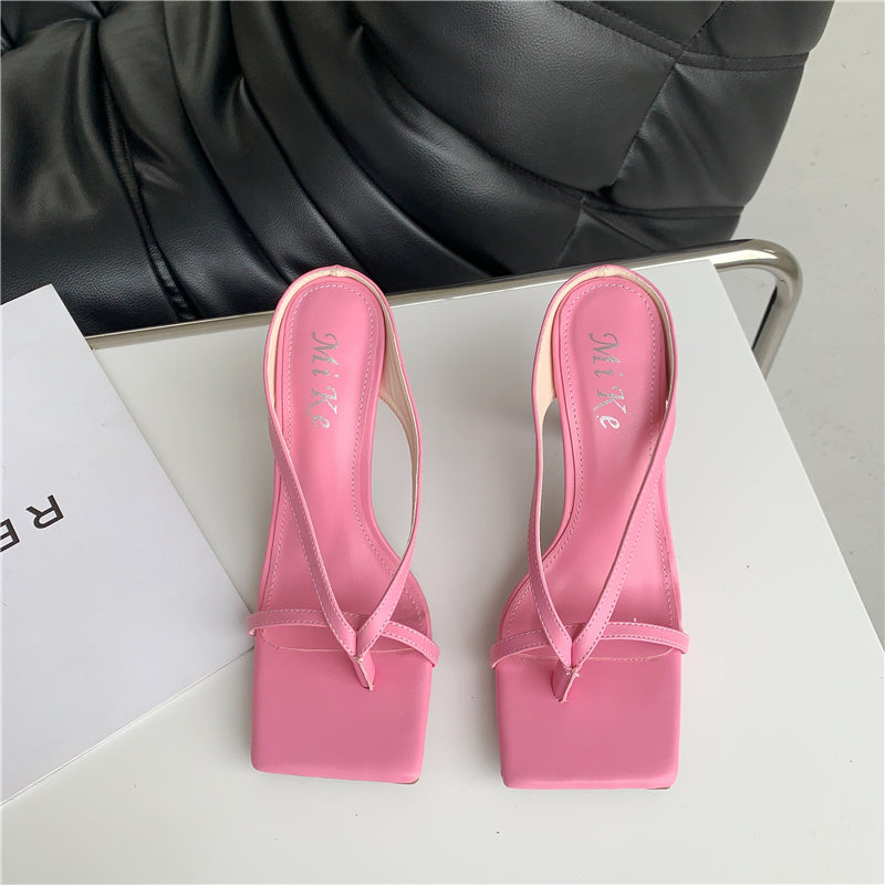 Square Toe Stiletto Flip-Flops Sandals