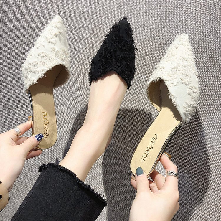 Fashionable Korean Suede Stiletto Ladies Slippers