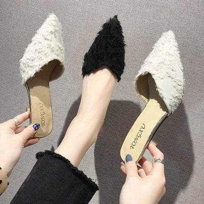 Fashionable Korean Suede Stiletto Ladies Slippers