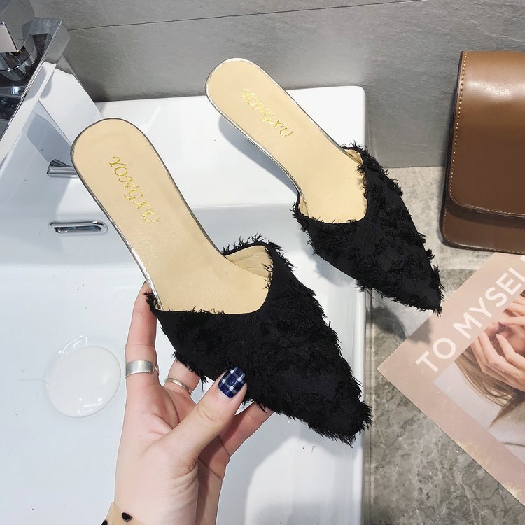 Fashionable Korean Suede Stiletto Ladies Slippers