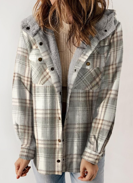 Plaid Hooded Jacket (Single Piece)
