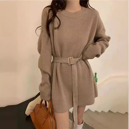 Fashionable Waist-Defined Sweater Dress for Women 2023