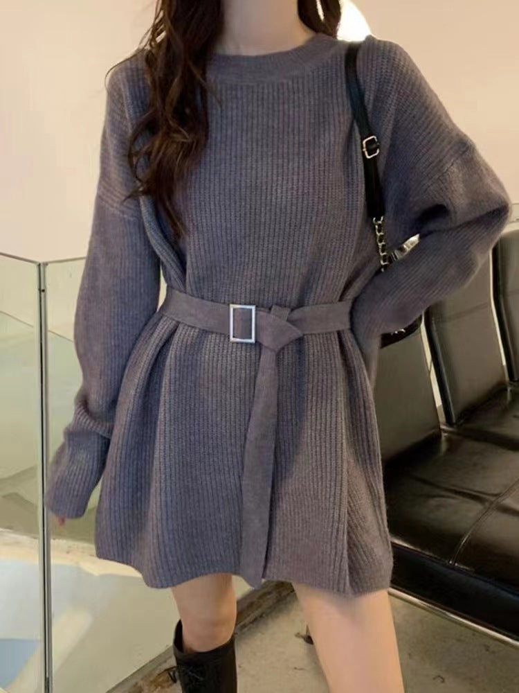 Fashionable Waist-Defined Sweater Dress for Women 2023