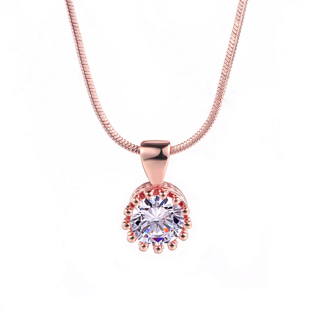 Fashion Korean Women's Jewelry, Rose Gold-Plated Pendant Necklace