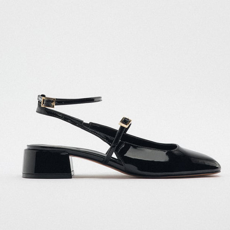 Chunky Mary Jane Slingback Heels for Women