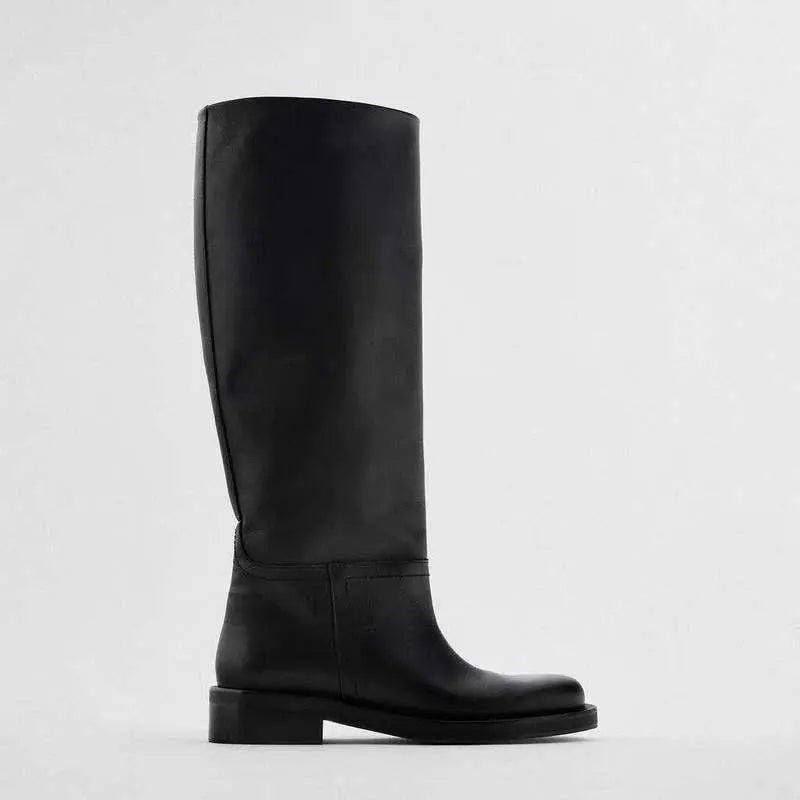 Brown Vintage Cow Leather High Boots