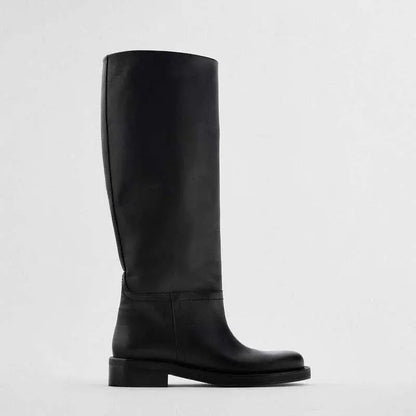 Brown Vintage Cow Leather High Boots