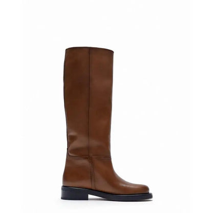Brown Vintage Cow Leather High Boots