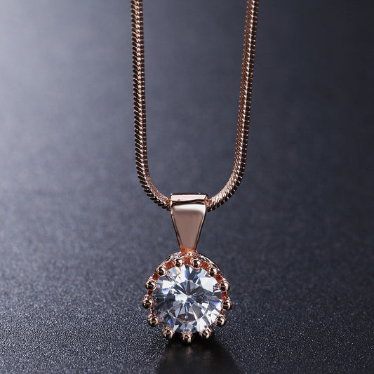 Fashion Korean Women's Jewelry, Rose Gold-Plated Pendant Necklace