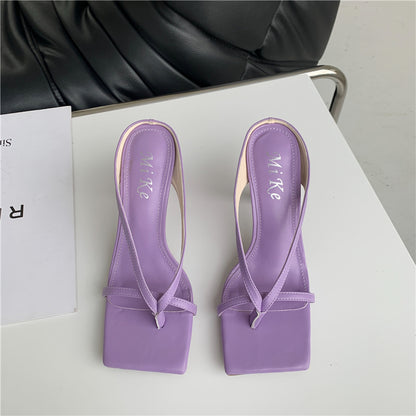 Square Toe Stiletto Flip-Flops Sandals