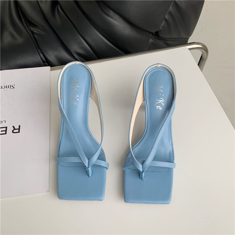 Square Toe Stiletto Flip-Flops Sandals